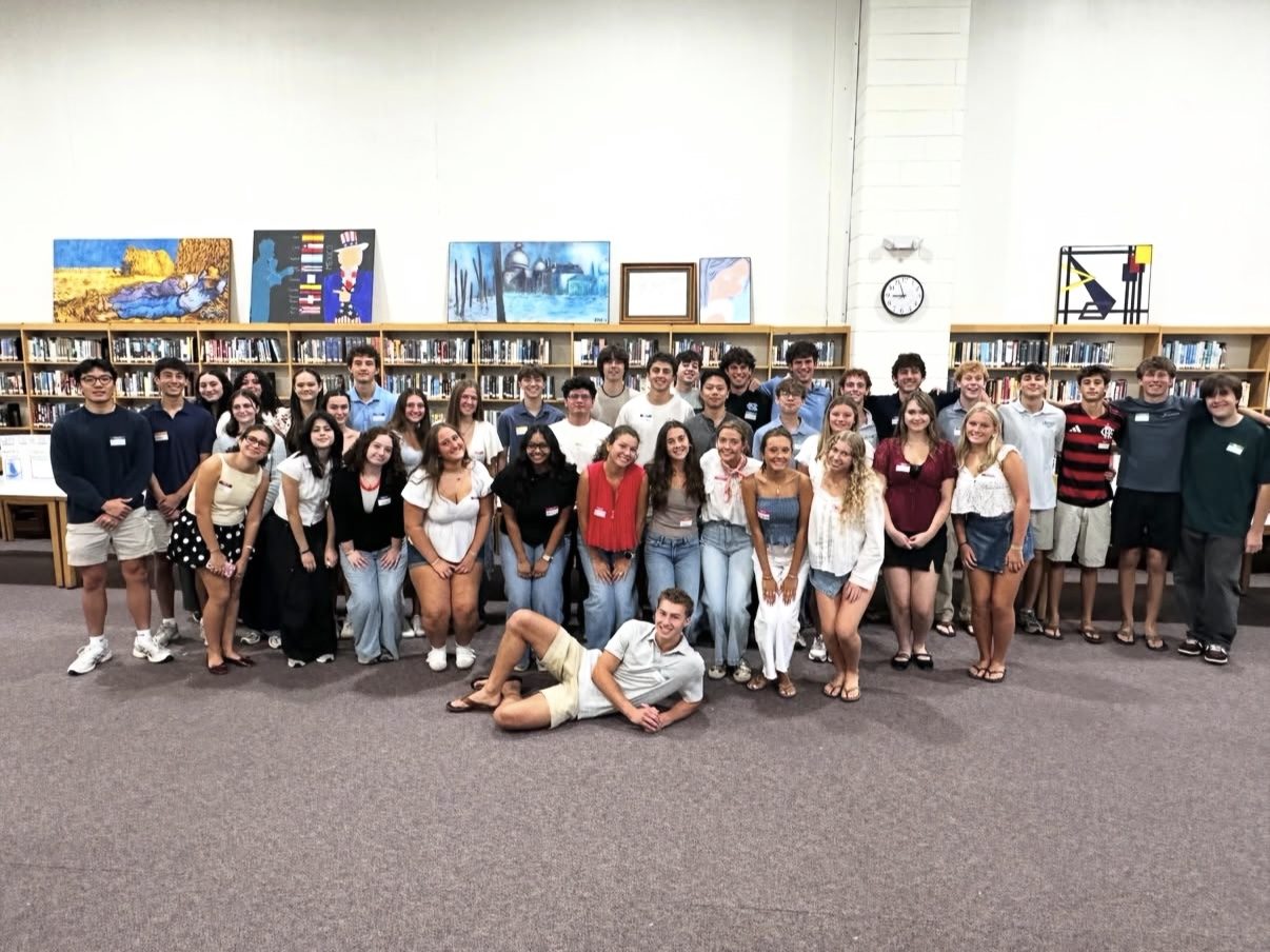 Incoming Hoggard IB students gathered in the school library